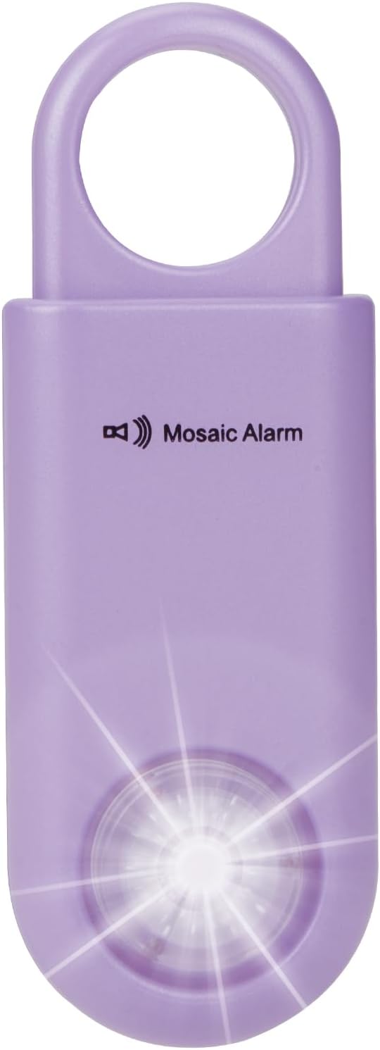 130dB Personal Safety Alarm Ultra Bright Strobe Light Loud Sound Keychain Siren with Carabiner for Women, School Children, Night Runners. Hiking Alarm Bear Deterrent. SOS Emergency Alerts. Purple