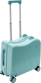 18" Kids Ride-On Suitcase,Children's Carry On Luggage Case,Rolling Luggage With Lock,Travel Trolley Case for Short Trips,School Trips,Outings (Sky blue)
