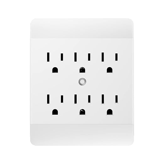 Projectpak 6 Outlet Wall Tap Extender Turns 2 Grounded Outlets into 6 - Easy Install Charging Station | 2 Pack