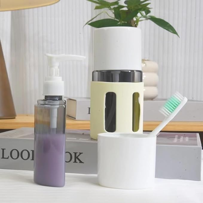 4 in 1 Travel Dispenser, 4 Pack Travel Bottles for Toiletries, Leak Proof Travel Size Containers, Portable Containers for Shampoo Lotion Conditioner Cream (BLUE 60ML)