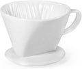 Pour Over Coffee Dripper, Ceramic Pour Over Coffee Maker with 3 Holes Flat Bottom, Easy Manual Brew Maker, Porcelain Slow Filter Cone for Travel, Camping, Office, Home, White