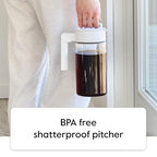 Takeya Deluxe Cold Brew Coffee Maker - BPA-Free Tritan Pitcher with Airtight Leakproof Lid, Silicone Grip Handle, Fine-Mesh Filter - Shatter-Proof, Dishwasher Safe, Made in USA - 1 Quart/Stone