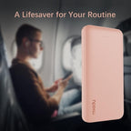 Miady 2-Pack 10000mAh Dual USB Portable Charger, Type-C Fast Charging Power Bank, Slim Backup Charger Battery Pack Compatible with iPhone 16/15/14/13 Galaxy S24/22 iPad Android etc (Blue+Pink)