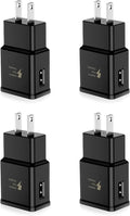 Adaptive Fast Charging Block USB Wall Charger Adapter Fits Samsung Galaxy S25/S24/S23/S22/S22 Ultra/S21/S20/S10/S9/S8/S7/Edge/Note 10 Quick Charge (Black, 4 Pack)