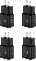 Adaptive Fast Charging Block USB Wall Charger Adapter Fits Samsung Galaxy S25/S24/S23/S22/S22 Ultra/S21/S20/S10/S9/S8/S7/Edge/Note 10 Quick Charge (Black, 4 Pack)
