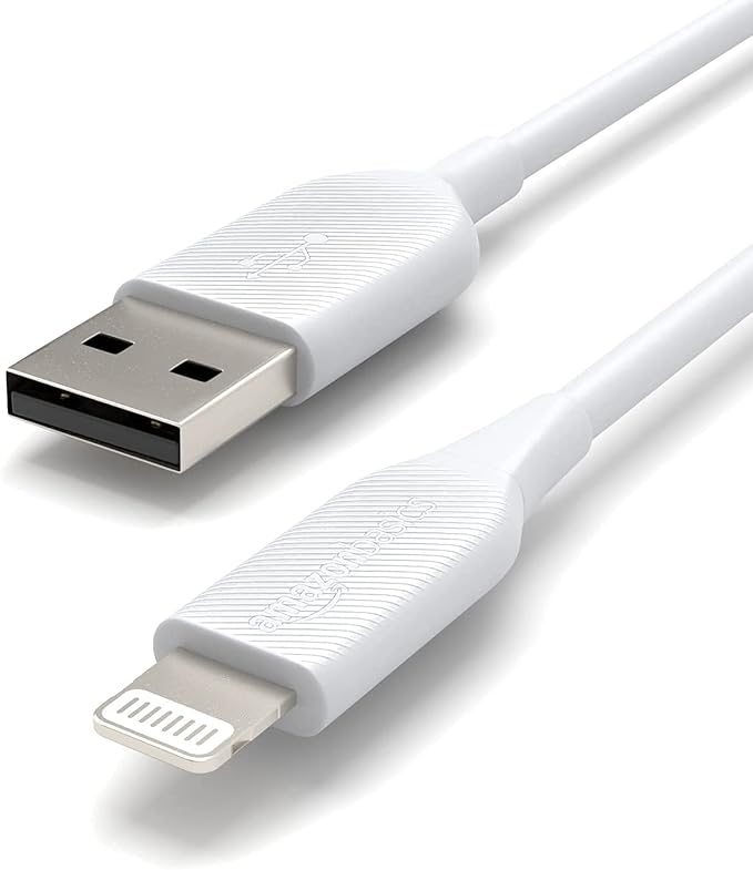 Amazon Basics 2-Pack Apple MFi Certified USB-A to Lightning Cable, High Speed Data Sync, Charger for iPhone 14 13 12 11 X Xs Pro, Pro Max, Plus, iPad, 3 Foot, White