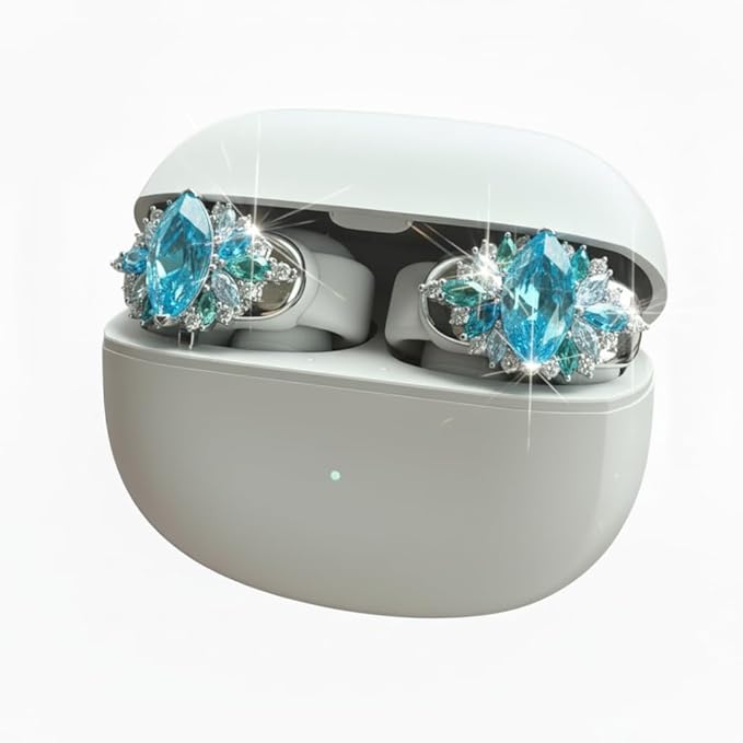 Clip on Earbuds Open Ear Accessories for Bose Ultra Open Earbuds - Lightweight Clip-On Decor for Wireless Earbuds (Headphones not Included) (Oval Diamond (Lake Blue))