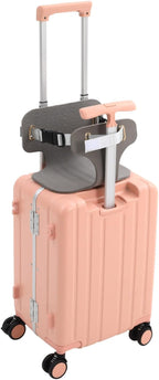 CNCEST 20" Adjustable Double Handle Ride-on Luggage,Travel Carry On Trolley Case with Mesh Pocket for Kids,Children's Ride On Suitcase with Wheels & TSA Lock (StyleB, Pink)