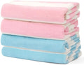 Touchat 4 Pack Cabana Stripe 250GSM Polyester Lightweight Quick-Dry Beach Towel & Blanket Combo- 30'' x 60'' Compact Travel Towel for Pool, Camping, Gym, Yoga | Ultra-Portable, Pink 2Pack + Blue 2Pack