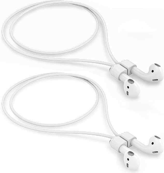 Mooyavia 2 Pack Strong Magnetic Anti-Lost Straps for AirPods, Colorful Soft Silicone Sports Lanyard Compatible with AirPods 4rd / AirPod Pro 1st & 2nd / AirPod 3rd /AirPod 1&2 -White