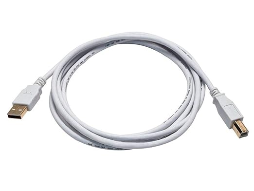 Monoprice 108616 6ft USB 2.0 A Male to B Male 28/24AWG Cable - (Gold Plated) - WHITE for Printer Scanner Cable 15M for PC, Mac, HP, Canon, Lexmark, Epson, Dell, Xerox, Samsung and More!