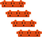 Maxxima Heavy Duty 3 Grounded Multi Outlet Adapter - Wall Plug Extender, Turns 1 Outlet into 3, Ideal for Garage, Workspace, and Indoor Use, Orange Adapter - Pack of 4