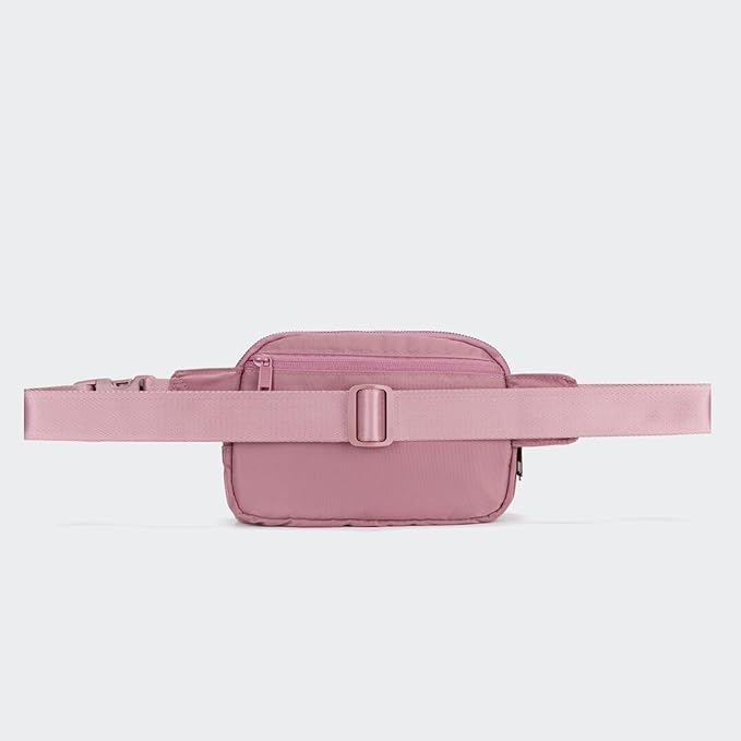 Pander Everywhere Belt Bag for Women, 5 Zipper Pockets Nylon Crossbody Fanny Pack Purse (Dune Pink)