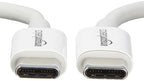 Amazon Basics USB-C to USB-C Cable, 6 Foot | 480Mbps Speed | USB-IF Certified | White | Pack of 2