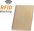 EASTNIGHTS RFID Credit Card Holder for Women and Men, Stainless Steel Credit Card Wallet for Holding Debit Card and ID Card (Gold)