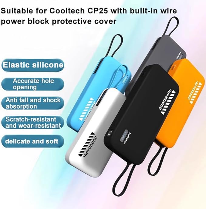 Case for CUKTECH CP25 20000mah 55W, Power Bank Shockproof Silicone Case, Dustproof Protective Soft Cover (White)