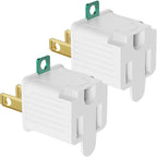 PLUGTUL 2 Prong to 3 Prong Outlet Adapter, Polarized Grounded Outlet Converter, Wall Outlet Plug for Household, Workshops, ETL Listed, 2-Pack, White