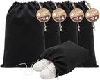 LFH Cotton Rich Shoe Storage Bags with Drawstring, Dustproof Breathable Reusable Organizer, Perfect For Travel, Dorm, Hotel, College, Gym, Machine Washable 12"x17" (Pack of 4) - Black sand