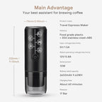 Portable Espresso Machine Mini 12V Rechargeable 3-in-1 Multi-Function Electric Coffee Machine One Key Extraction Compatible with NS & DG Capsules and Ground Coffee for Office Home (Black)