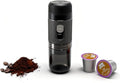 Portable Electric Coffee Maker (No Self-Heating, Requires Hot Water) – Compatible with K-Cup & Ground Coffee, 5oz Reservoir, Fast Extraction Single Serve Brewer for Camping, RV, Travel, Office – Black