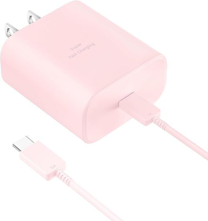 45W Super Fast Charger USB Type C Charger Cord 6.6FT with Android Phone Charger Fast Charging Block for Samsung Galaxy S26/S26 Ultra/S26+/S25/S25 Ultra/S25+/S24/S23/S22/S20/S21/Note 20/Note 10, Pink