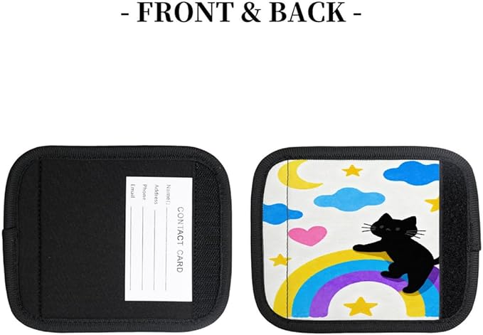 2 Pack Luggage Handle Wrap with Travel Tags - Non-Slip Protective Cover Soft Handle Grips Covers for Suitcase(Rainbow Cloud Cat)