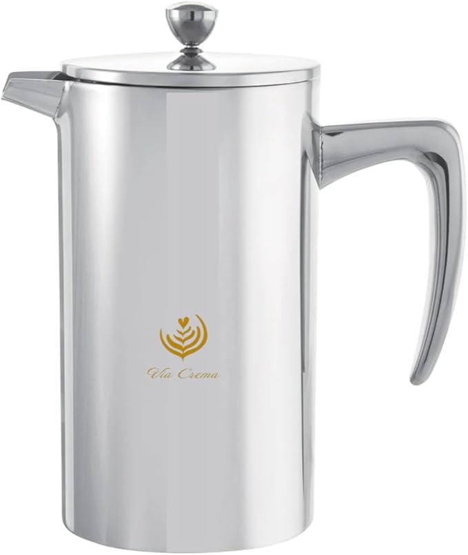 VIA CREMA French Press Coffee Maker, Stainless Steel, 800ml/27oz