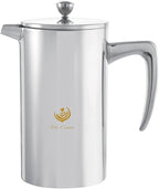 VIA CREMA French Press Coffee Maker, Stainless Steel with Glass Carafe, 1000ml/34oz or 800ml/27oz Capacity