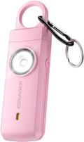 ESSAGER Personal Safety Alarm for Women, 130 dB Self Defense Siren, Rechargeable & Portable with Keychain and Carabiner, Low Battery Notice, LED Strobe Light for Kids, Seniors, College Students(Pink)