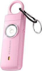 ESSAGER Personal Safety Alarm for Women, 130 dB Self Defense Siren, Rechargeable & Portable with Keychain and Carabiner, Low Battery Notice, LED Strobe Light for Kids, Seniors, College Students(Pink)