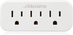 Maxxima 3 Grounded Multi Outlet Adapter Wall Plug - Outlet Extender Wall Tap, Turns 1 Outlet into 3, Indoor 3 Way Plug Splitter - White - 4 Pack