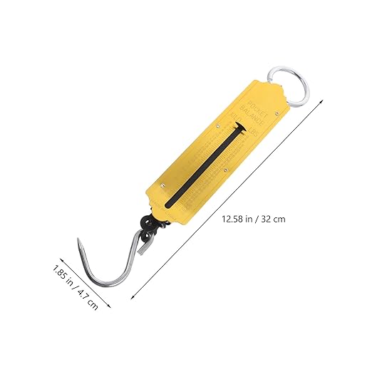 Beaupretty 2pcs Handheld Mechanical Hanging Scale 50kg Vertical Spring Kitchen and Travel Luggage Weighing Tool Yellow Portable Fish and Produce Scale