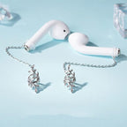 ZOSTLAND 1 Pair Creative Earphone Anti Lost Earring Clip Earclip Strap Wireless Earhook Earbud Ear Bud Holder Connector Compatible with Airpods 1/2/Pro/3 Beats Fit Pro Sony (Sliver Leaf)