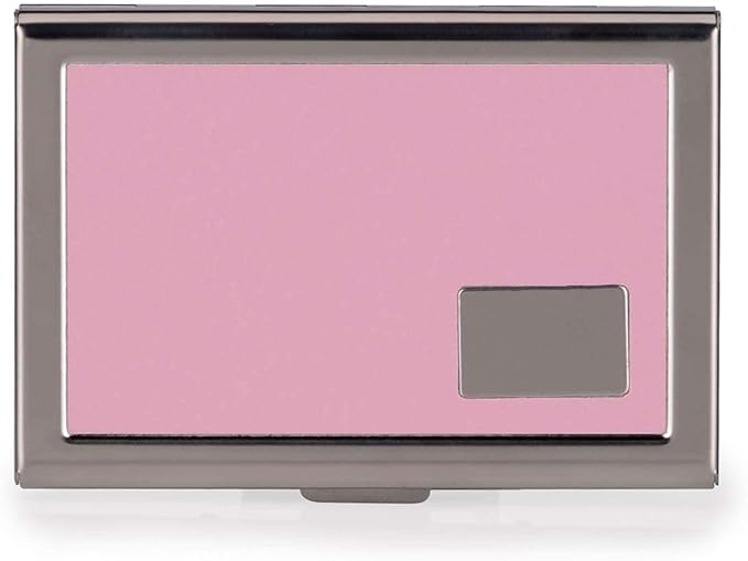 EASTNIGHTS RFID Credit Card Holder Metal Wallet Stainless Steel and Pu Leather Credit Card Protector Case (pink)
