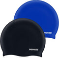 2pcs High Elasticity Silicone Swim Cap for Women and Men, Comfortable Non-Slip Swimming Caps for Long and Short Hair, Durable Waterproof Swim Hats for Adults, Keep Hair Dry