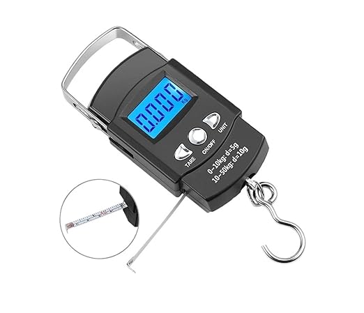 50KG Portable Luggage Scale with Measuring Tape, 8-Pack High-Precision Digital Handheld Electronic Scale for Travel, Fishing, and Weight Measurement