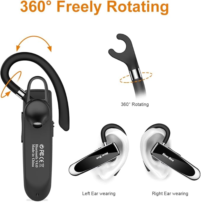 New bee Ear Hooks Replacement Ear Hook Clips- Snap-in Headset Spare Clamp Hook (Black, 3 Pack+Silicon)