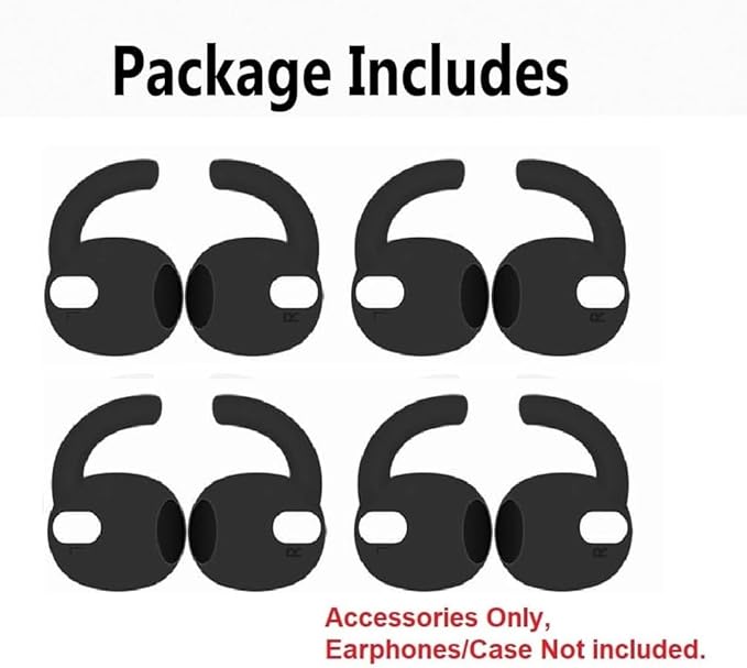 4 Pairs Galaxy Buds3 Ear Hook Cover Grip Tip Anti Slip Wing Accessories Compatible with Samsung Galaxy Buds 3, Black 804b4