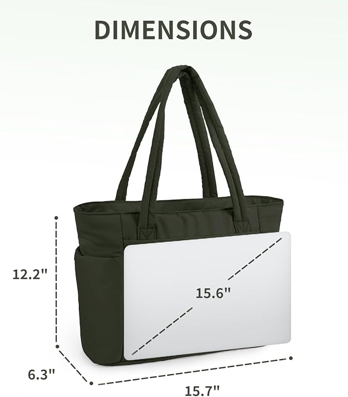 Wandering Nature Puffer Tote Bag with Cup Holder & Laptop Compartment & Trolley Sleeve for Travel, Work, Nurse, Women