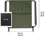 WANDF Drawstring Backpack Sports Gym Bag with Shoulder Pads Water Resistant String Bag Cinch Bag for Women Men (Dark Green)