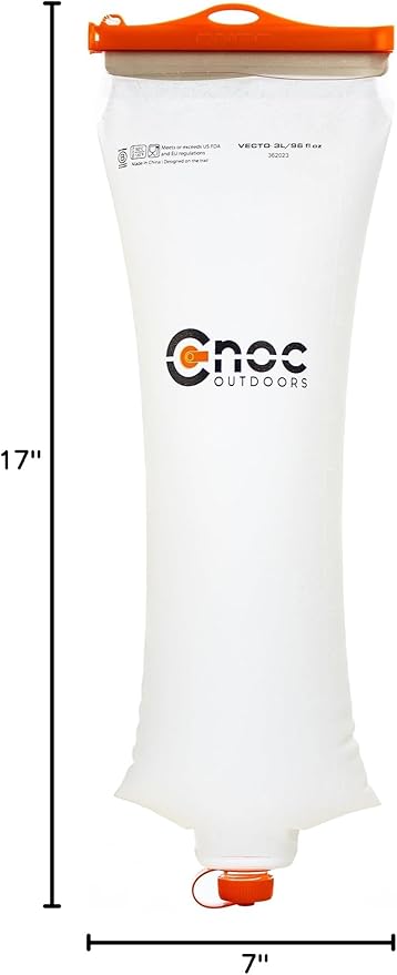 Vecto Water Collection and Filtration Bag (2L, 3L) - 28mm Neck Compatible with Popular Filters - Wide Opening for Easy Water Collection - Lightweight, Compact, Durable Tethered Cap and Slider