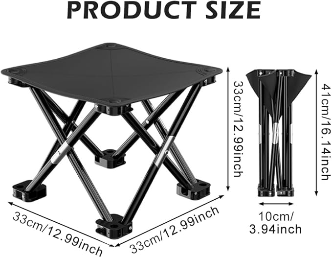 iayokocc Portable Folding Camping Stool, Outdoor Camping Lightweight Small Chair for Gardening Fishing BBQ Hiking and Beach, Stool Seat with Carry Bag(Black)