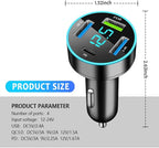 4 Ports Fast Car Charger,[Upgrade Voltmeter Display] PD+QC3.0 Car Charger Adapter for 12-24V Cigarette Lighter Plug,Phone Charger Compatible with iPhone/Android/Samsung/iPad(QC3.0+PD+2.4A+2.4A)