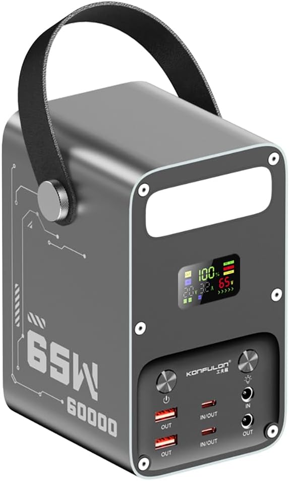 Power Bank 60000mAh Power Station High Capacity Fast Charging PD 65W LiFePO4 Portable Outdoor Generator with DC 12V/3A Output & LCD Display Battery Bank for iPhone 17, Samsung, iPad,MacBook & Camping