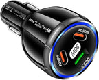Amiss Car Charger Adapter, 3 Port USB-C & USB-A 90W Fast Charger, Car Interior Accessories, Essential Travel Gifts for Men and Women, Fit for iPhone 17/16/15/14/13Pro Max, Samsung, Android (Black 1pc)