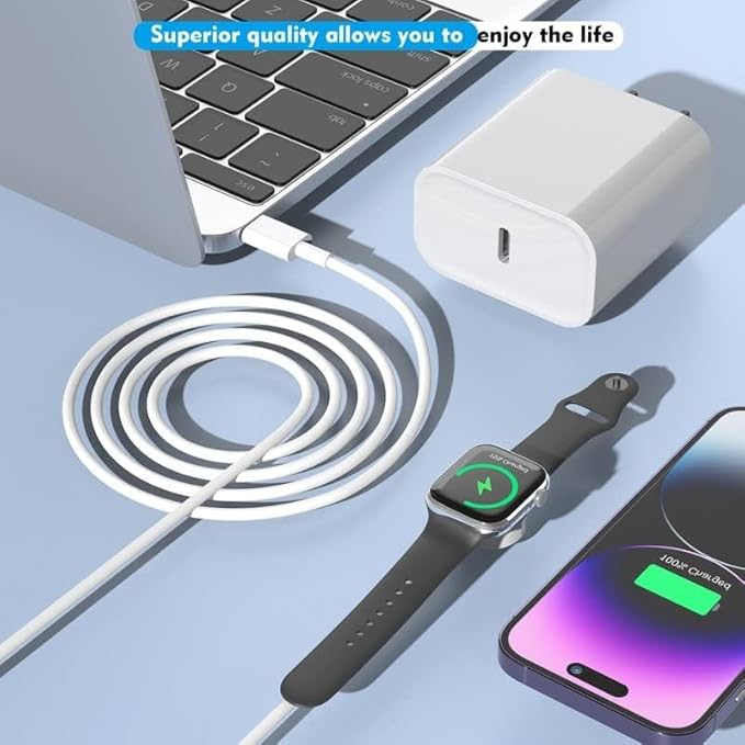 2 in 1 Apple Watch Charger,6ft Fast Magnetic iWatch Charger/USBC to USB C Charging Cable Cord and Type C Wall Charging Block for iWatch Series 10/9/Ultra/8/7/SE/6/5/4/3/2/iPhone 17 Pro Max/16 Pro/15