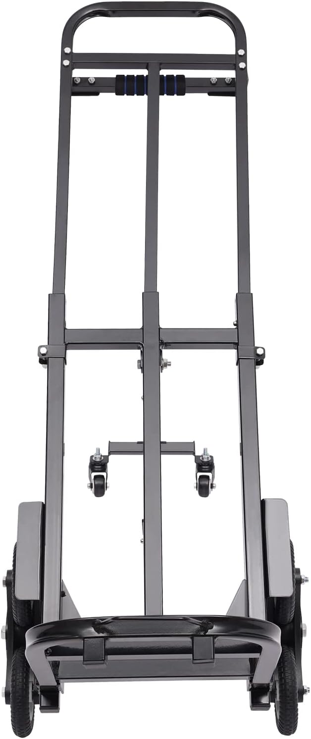 Folding Hand Truck Dolly Height Adjustable Steel Luggage Cart Trolley Cart Black MAX Load 460lbs Rubber Wheels for Moving,Shopping,Travel,Office Use