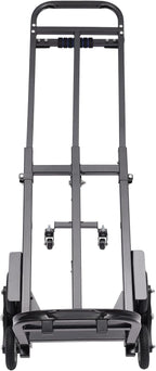Folding Hand Truck Dolly Height Adjustable Steel Luggage Cart Trolley Cart Black MAX Load 460lbs Rubber Wheels for Moving,Shopping,Travel,Office Use