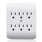 ELEGRP 6-Outlet Extender with Central Anchor, 3-Prong Grounded Wall Tab, Multiple Outlet Extender with 6 Electrical Outlets, ETL Listed, 1 Packs, White