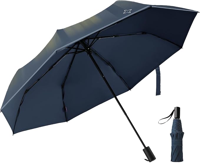 Windproof Travel Umbrella - Manual Open Close with No Rebound for Seniors & Kids, 43" Compact and Portable for Rain, Thoughtful Gift for Wife Husband Child